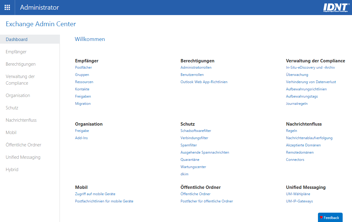 Exchange Online Verwaltung