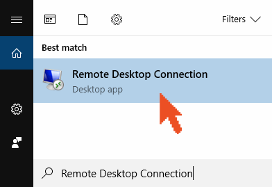 Nach Remote Desktop Connection Anwendung in Windows suchen