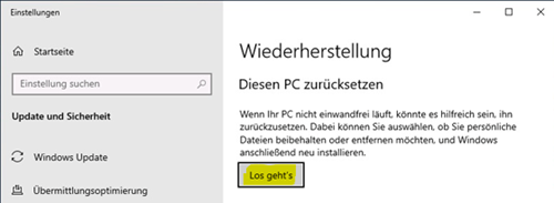 Windows 10 Wiederherstellung starten
