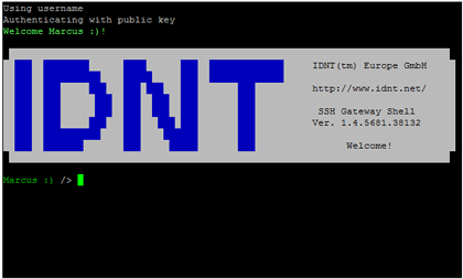 Erfolgreiche Anmeldung an der Compute Cloud Shell