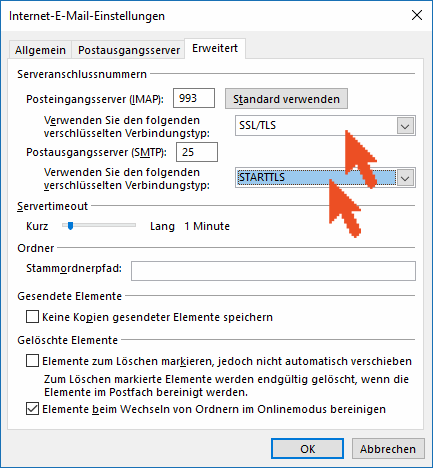 Erweiterte Kontoeinstellungen