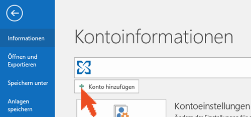 Konto hinzufügen auswählen