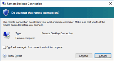 Warnung bei der Freigabe lokaler Geräte