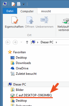 Freigegebenes Laufwerk auf Zielsystem